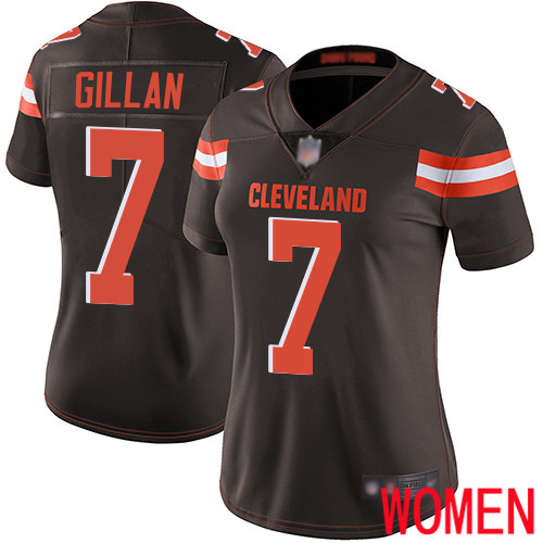 Cleveland Browns Jamie Gillan Women Brown Limited Jersey #7 NFL Football Home Vapor Untouchable